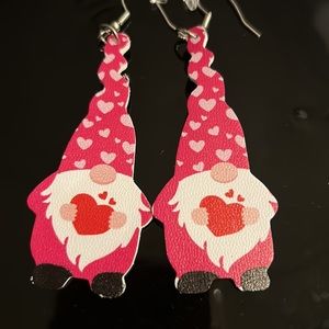 Faux Leather Pink Heart Hat Gnome holding Hearts valentines Love Mothersday